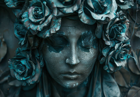 Ethereal floral portrait with dark tonesの素材