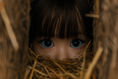 Mysterious doll with piercing blue eyesの素材