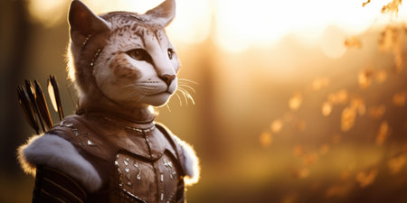 Warrior cat in the sunsetの素材