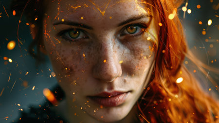 Fiery Gaze of a Mysterious Womanの素材