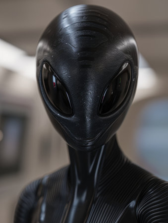 Mysterious alien figure in black suitの素材