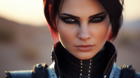 Intense gaze of a mysterious womanの素材