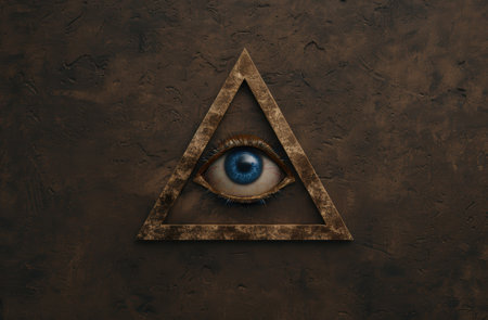the all-seeing eye in a dark triangleの素材