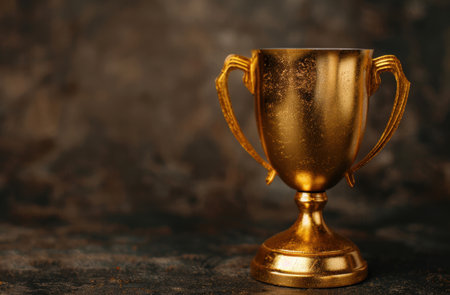 golden trophy on dark backgroundの素材