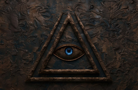 All-seeing eye symbol in dark backgroundの素材