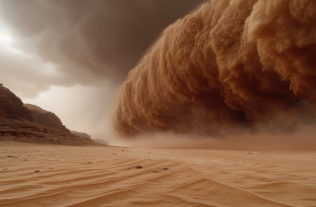 Dramatic desert storm landscapeの素材