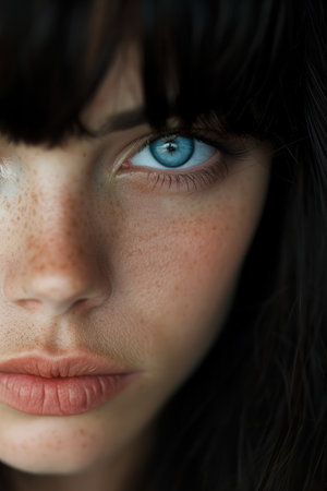 Intense blue eyes of a womanの素材