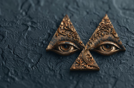 Mysterious golden eyes on dark backgroundの素材