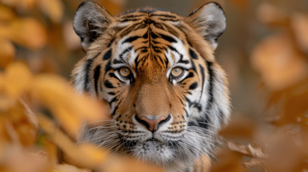 close-up portrait of a majestic tigerの素材