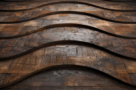 Rustic wooden planks with curved patternsの素材