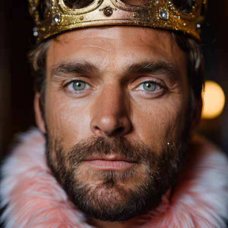 Regal and Mysterious Man in Golden Crownの素材