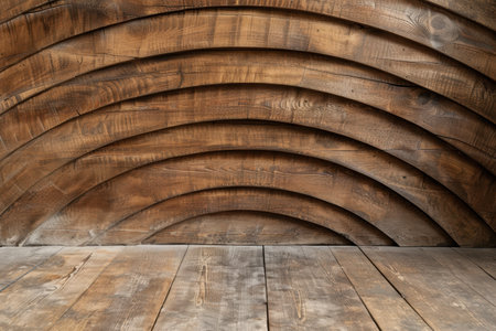 Wooden arched ceiling and floor backgroundの素材