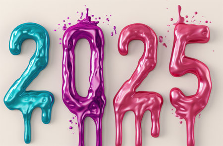 colorful liquid numbers 2025の素材
