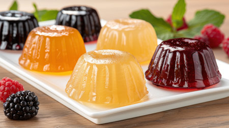 Assortment of colorful jelly dessertsの素材