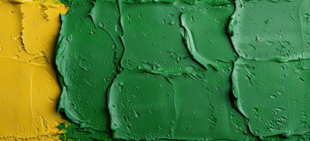 Vibrant abstract painting with contrasting green and yellow colorsの素材