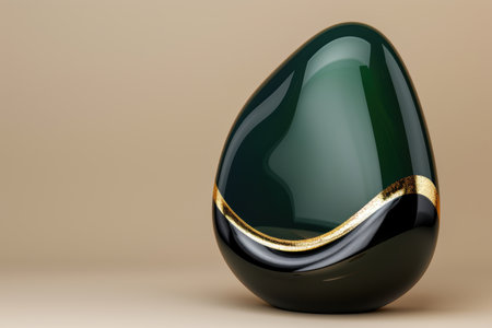 abstract glass egg-shaped vase with gold accentsの素材