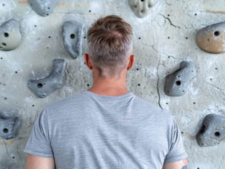 person climbing rock wallの素材