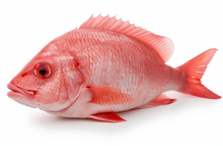 Vibrant red fish with detailed scalesの素材