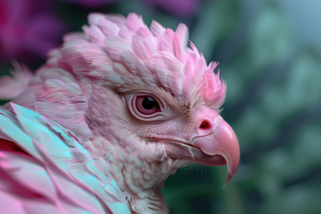 Close-up of a vibrant pink cockatooの素材