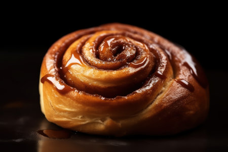 Delicious cinnamon roll with caramel drizzleの素材