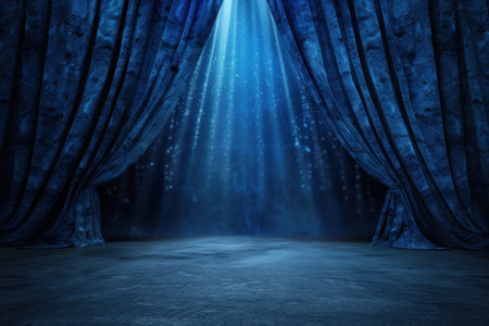 Magical stage with sparkling blue curtainsの素材