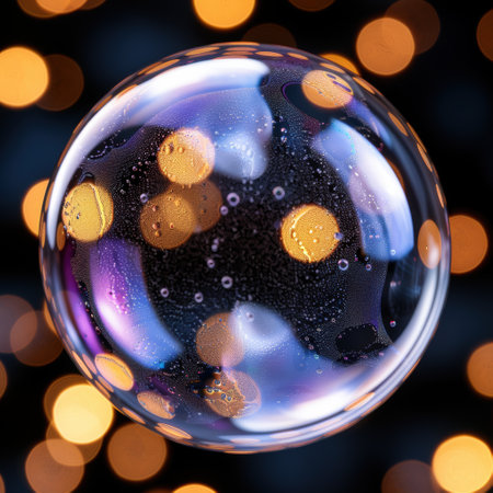 Colorful abstract glass sphere with bubblesの素材