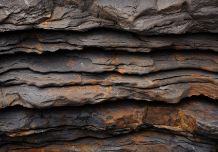 Intricate rock formation with layers and texturesの素材