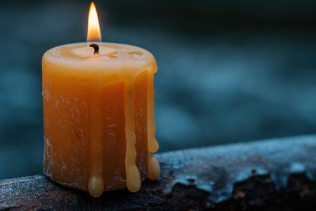 Glowing candle in the snowの素材