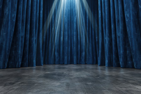 Dramatic stage curtain with spotlightの素材