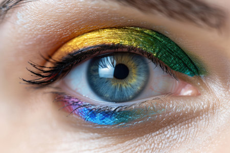 Vibrant eye makeup with colorful eyeshadowの素材