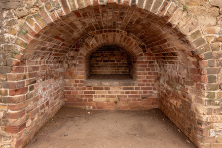 Brick archway in an old stone wallの素材