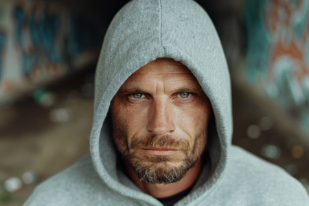 Mysterious man in hooded sweatshirtの素材