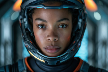 Determined astronaut in protective gearの素材