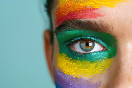 Colorful face paint on eyeの素材