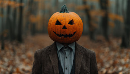 Pumpkin-headed businessman in suitの素材