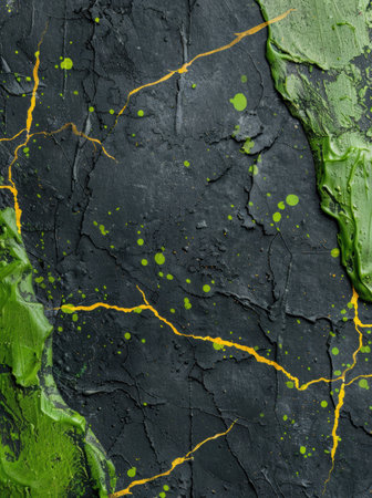 abstract textured background with dark slate and green accentsの素材