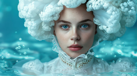 ethereal winter portrait of a womanの素材