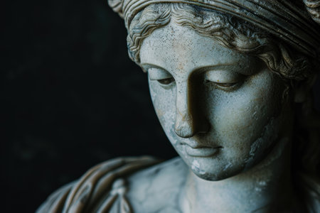 Detailed close-up of a classical statueの素材