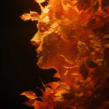 Vibrant autumn leaves in abstract patternの素材