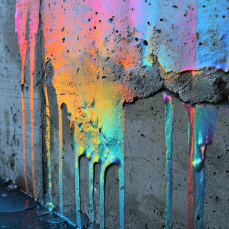 Vibrant graffiti art on concrete wallの素材