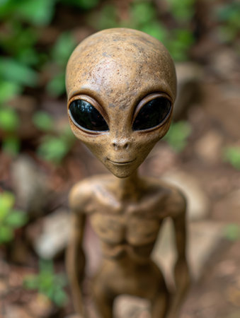 Mysterious alien figure in the forestの素材
