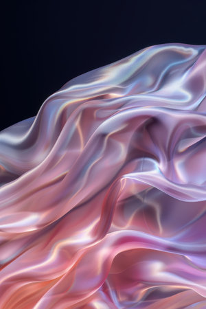 Flowing iridescent fabric in shades of pink and blueの素材
