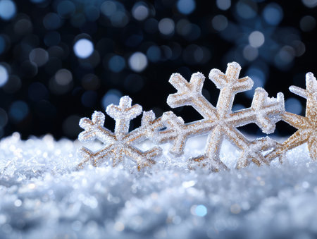 Sparkling snowflakes on a winter backgroundの素材