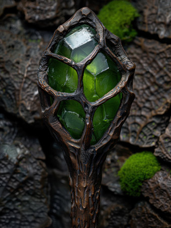 Vibrant green crystal formation in natural environmentの素材