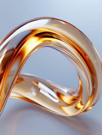 abstract glass sculpture with swirling golden tonesの素材