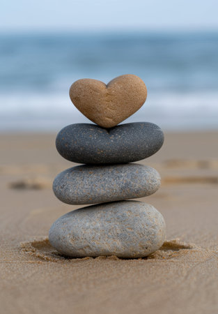 heart-shaped rock on beachの素材