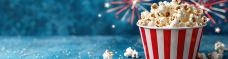 Popcorn and fireworks for a festive celebrationの素材