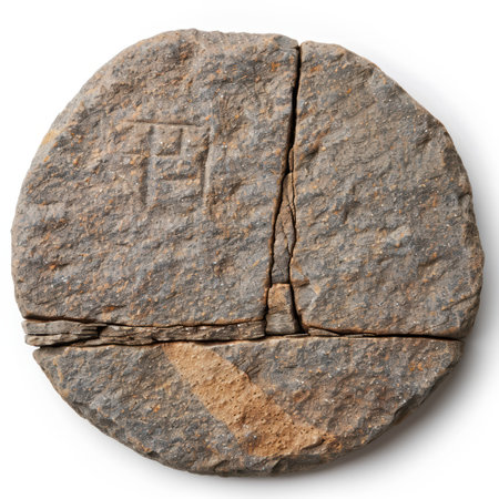 ancient stone tablet with carved symbolsの素材