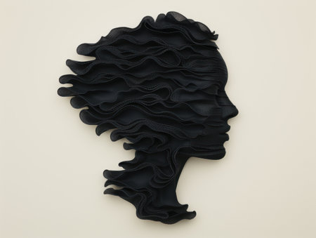 abstract black sculpture with wavy layersの素材
