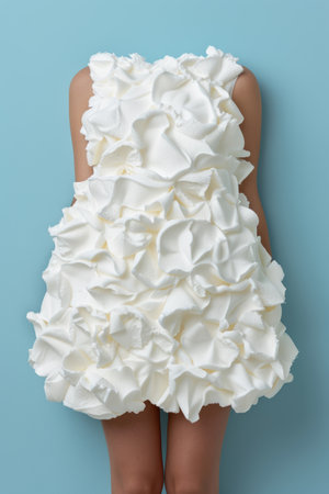 Elegant white dress with floral detailsの素材